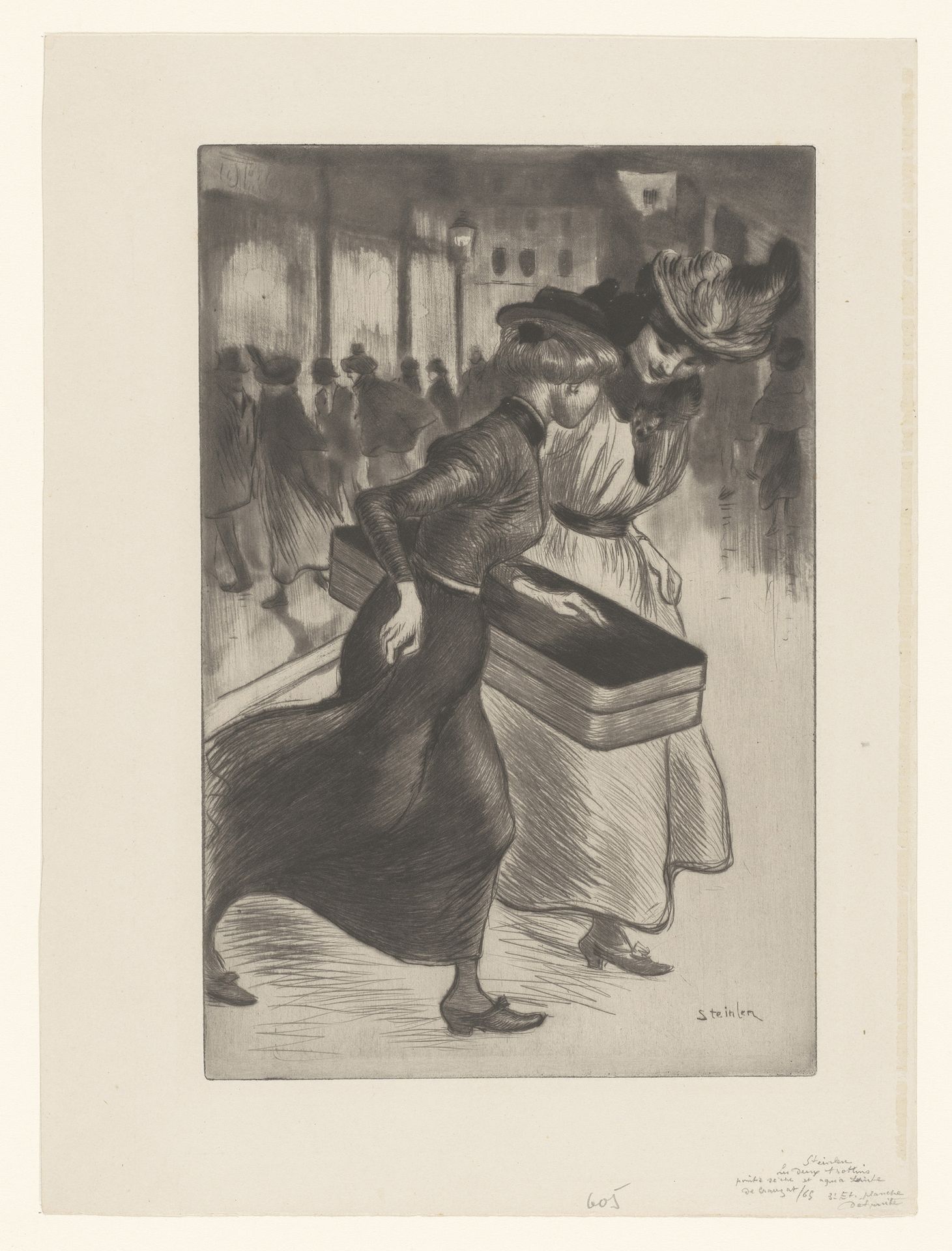 Twee wandelende vrouwen op straat by Théophile Alexandre Steinlen