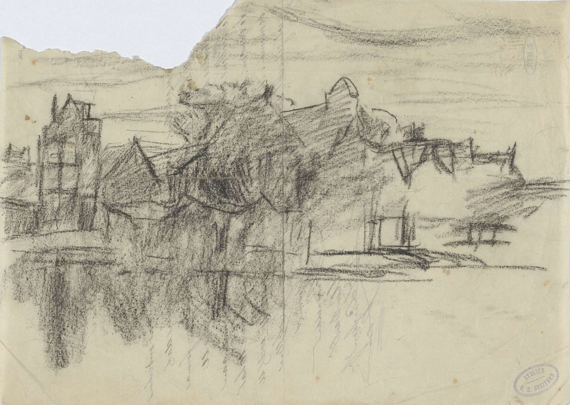 Gezicht op de Nieuwe Teertuinen te Amsterdam, gezien vanaf Prinseneiland by George Hendrik Breitner