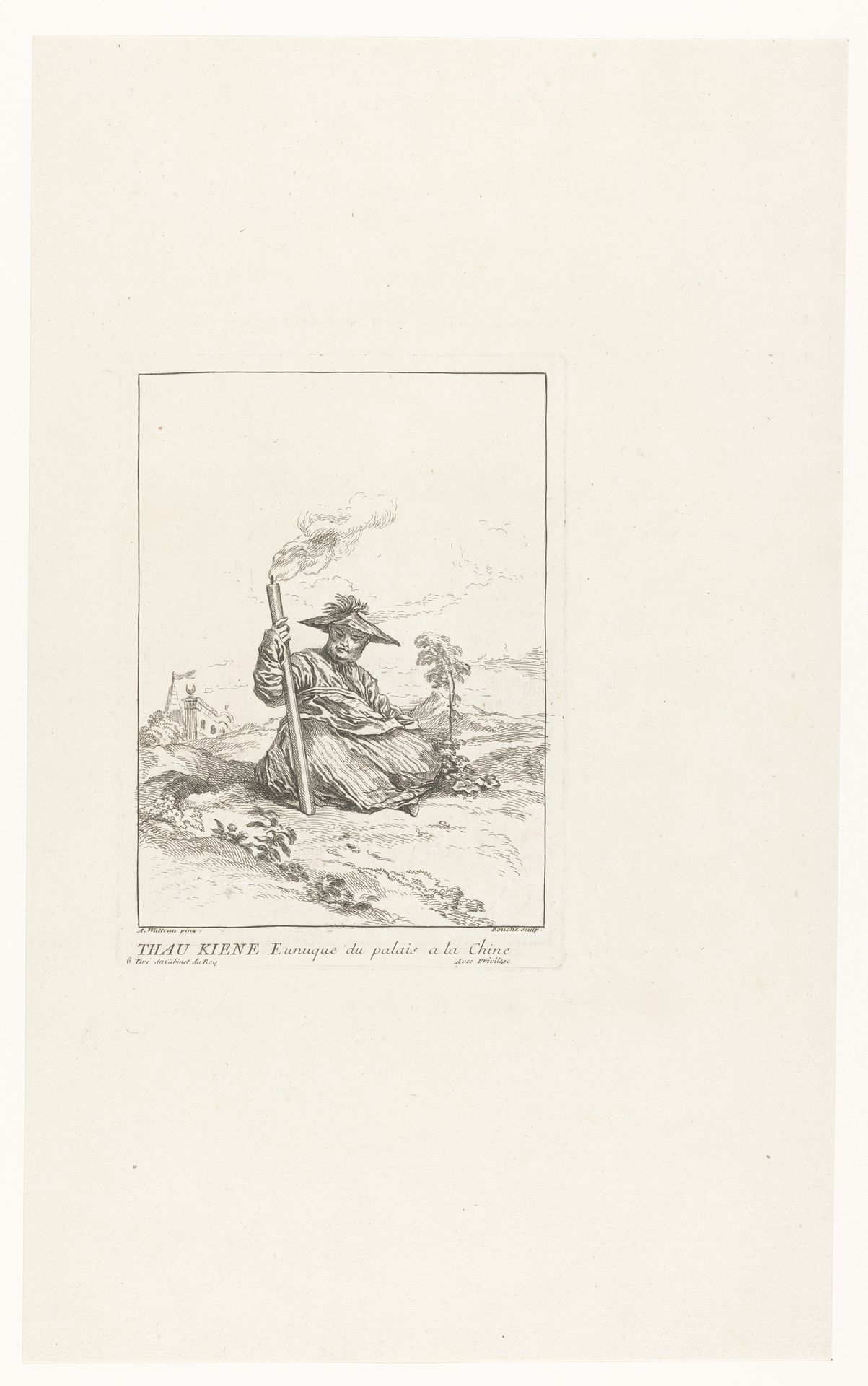 Landschap met zittende eunuch uit het Chinese paleis by Francois Boucher