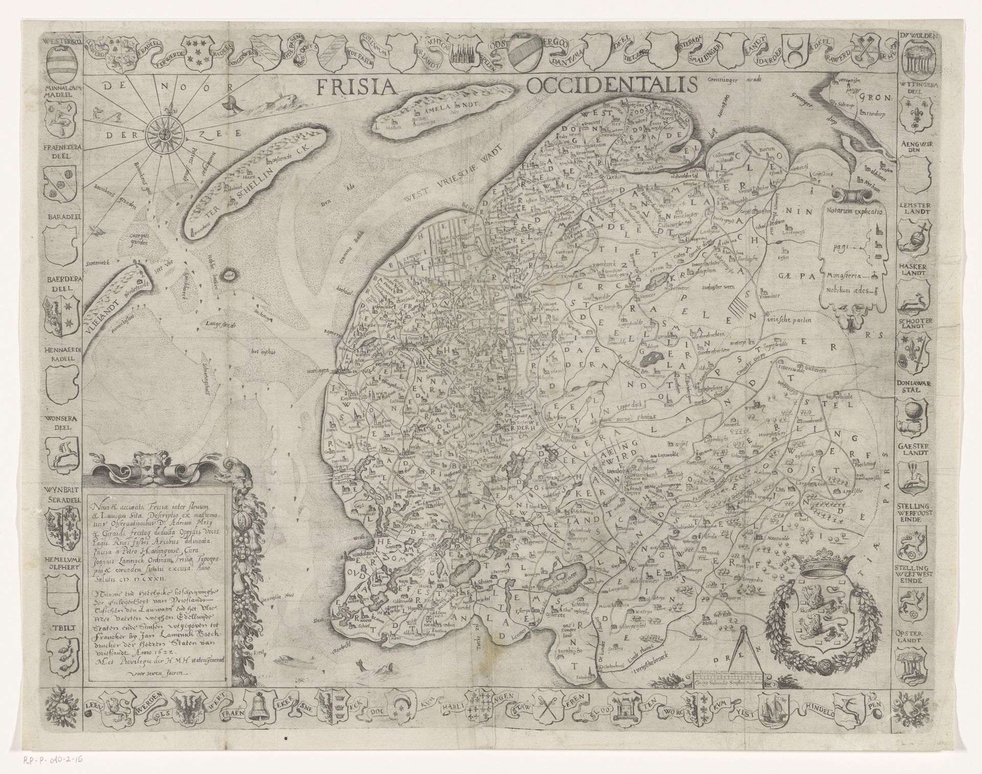 Kaart van Friesland by Pieter Feddes van Harlingen