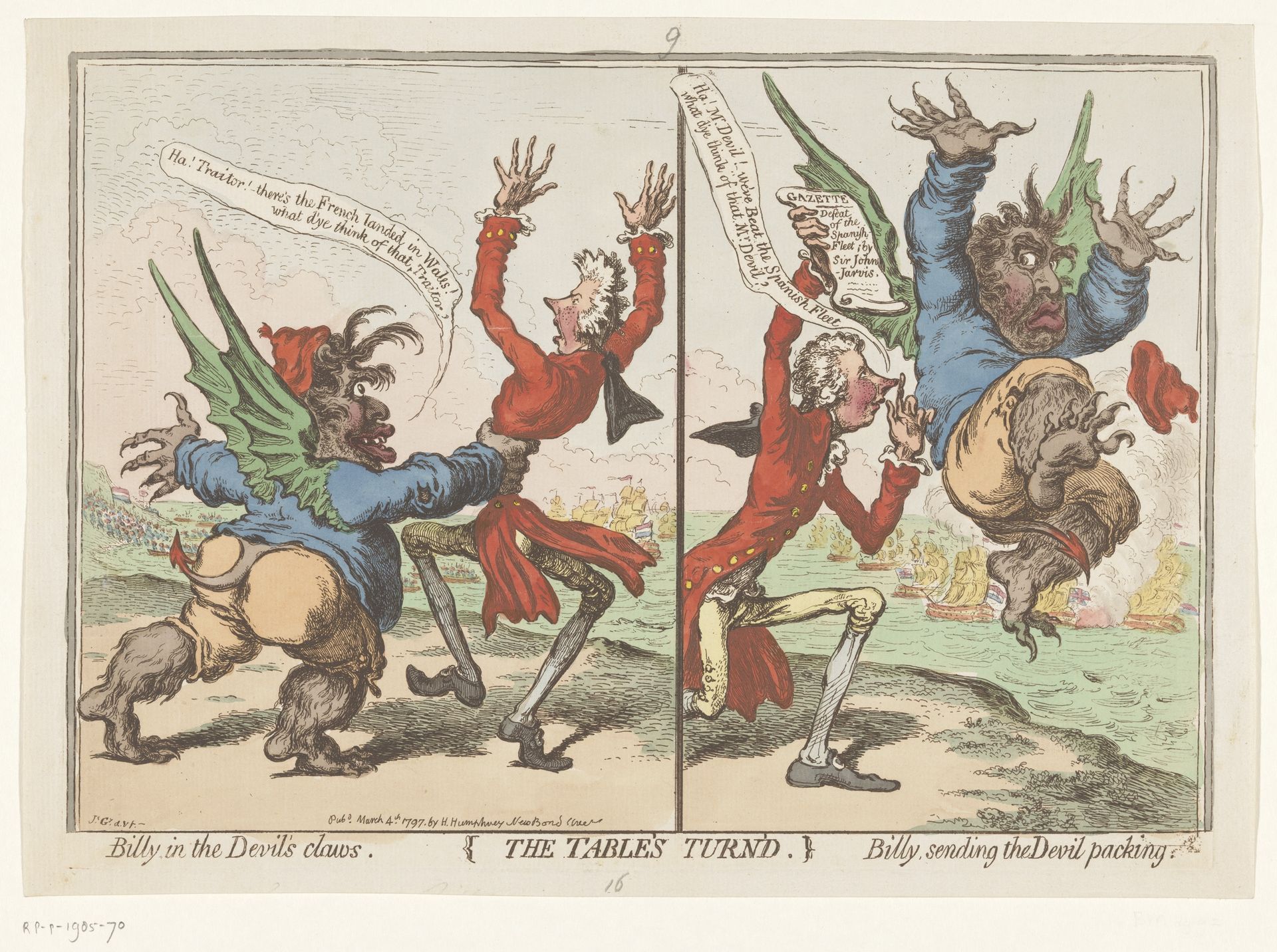 Spotprent op William Pitt en Charles Fox, 1797 by James Gillray