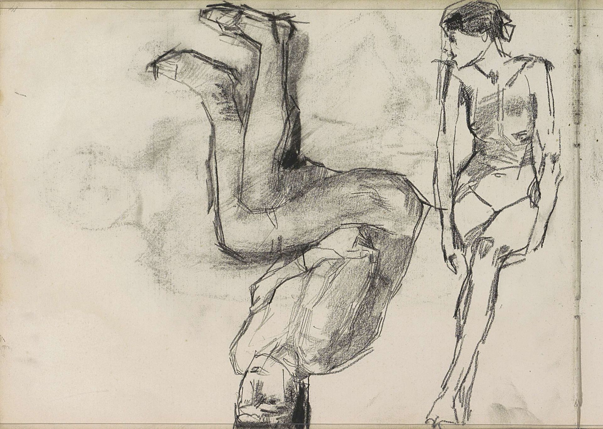 Twee zittende vrouwelijke naakten by Isaac Israels