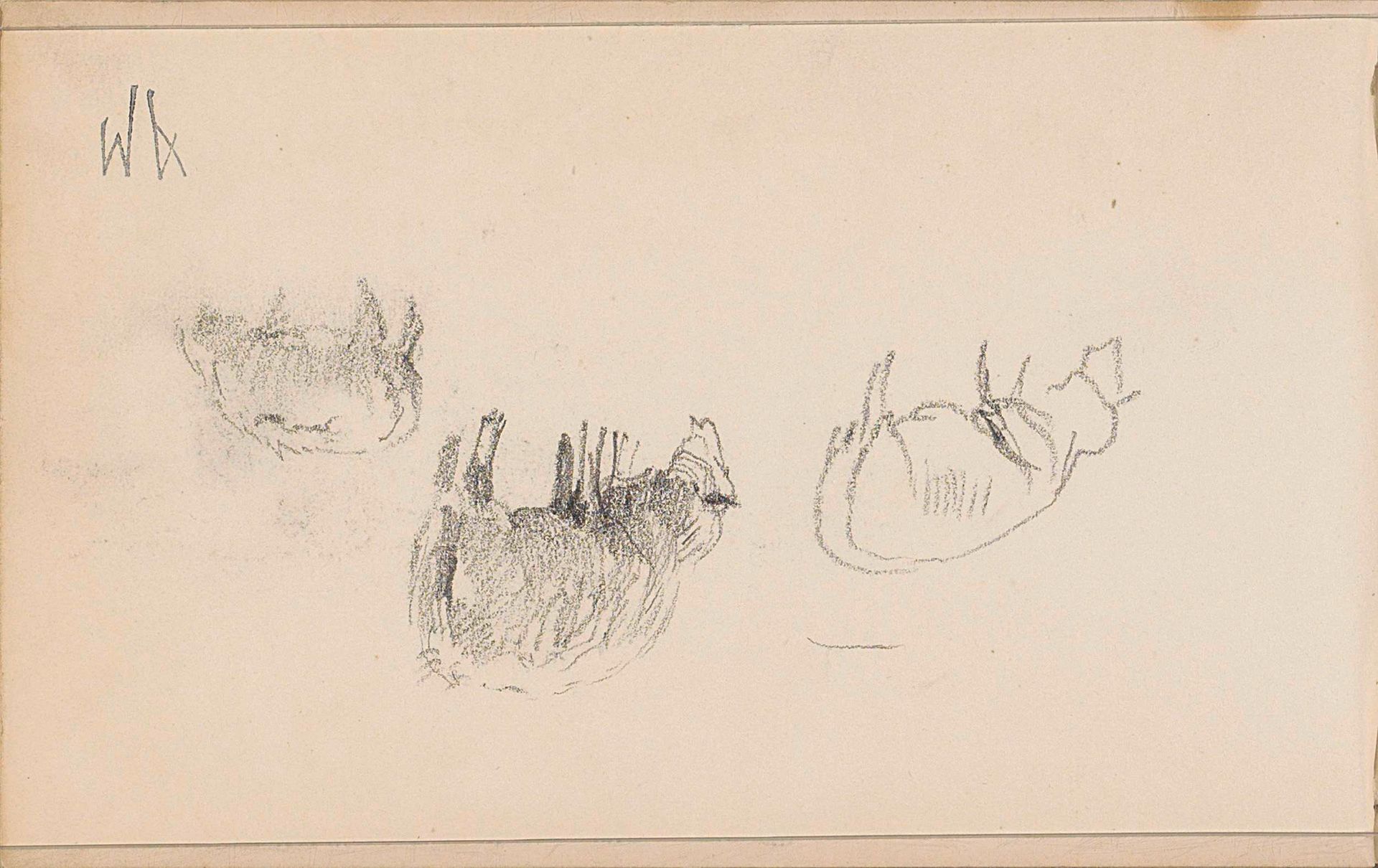 Drie grazende schapen by Anton Mauve