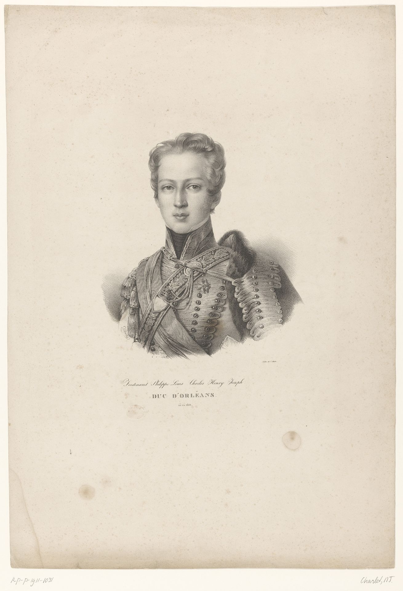 Portret van prins Ferdinand-Philippe d'Orléans by Nicolas Toussaint Charlet