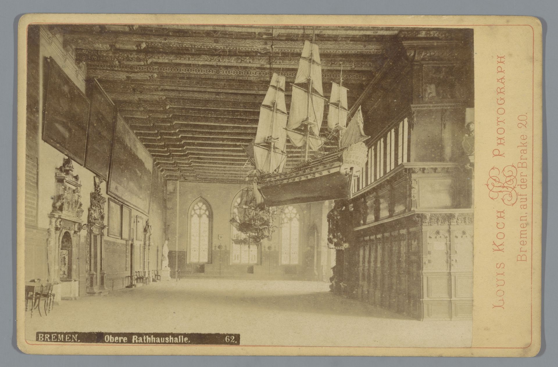 Bovenzaal van het stadhuis in Bremen by Louis Koch