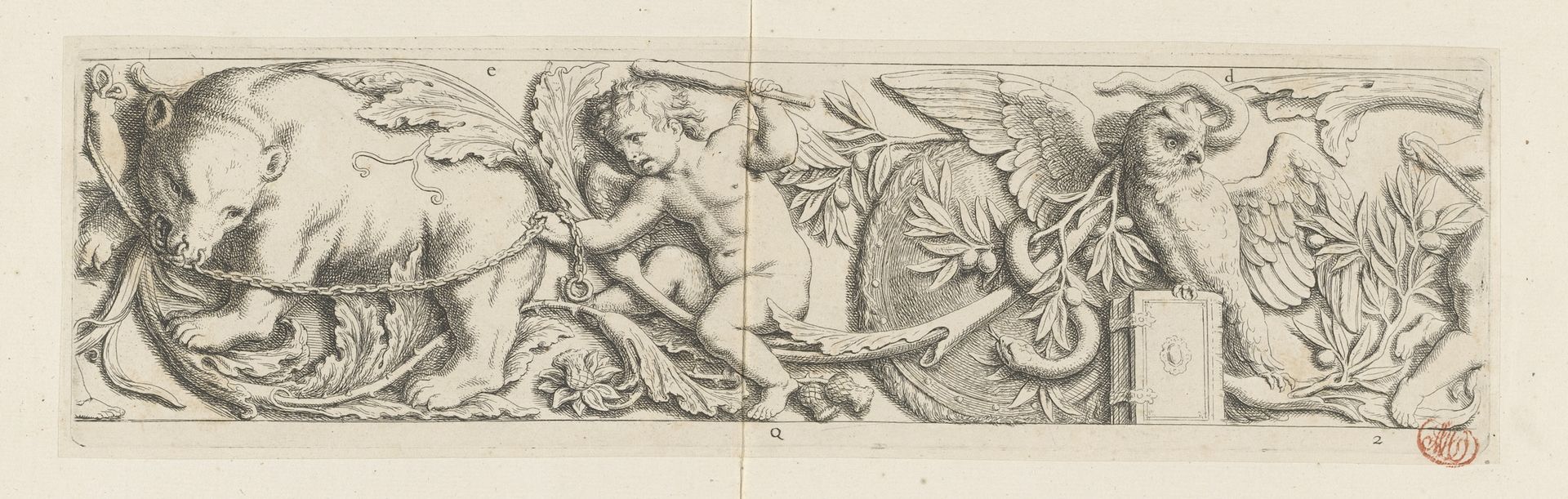 Deel van fries op schouw in Vroedschapskamer van het Stadhuis op de Dam by Hubert Quellinus