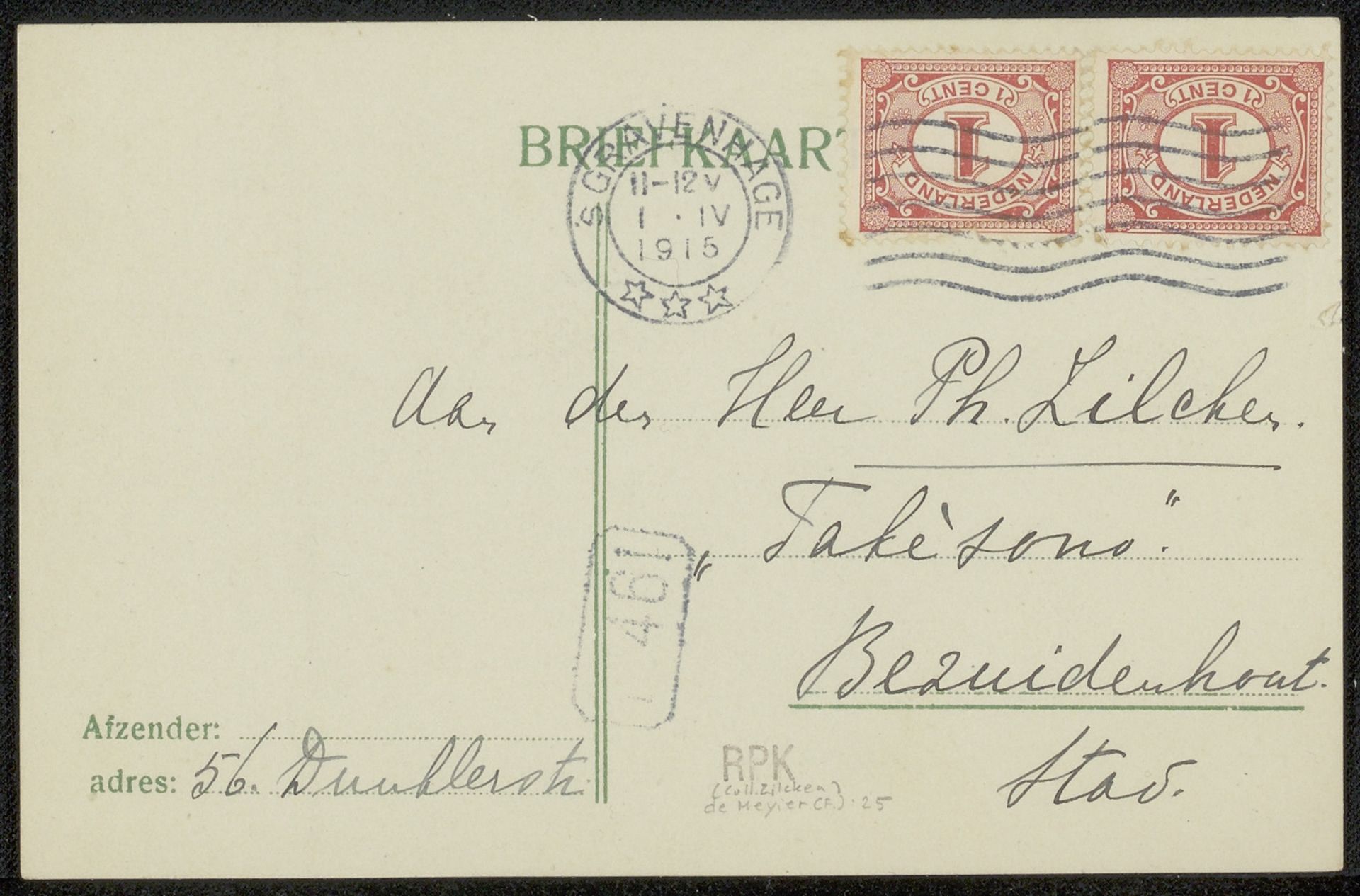 Briefkaart aan Philip Zilcken by Fenna de Meyier