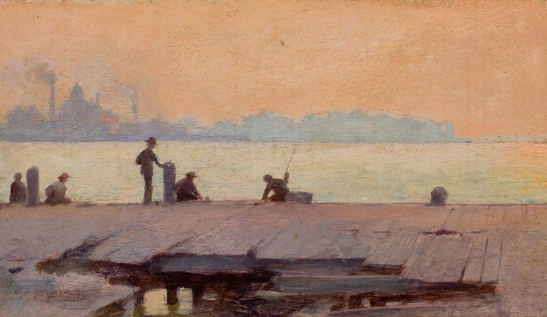Fishermen on the Dock by Charles Courtney Curran
