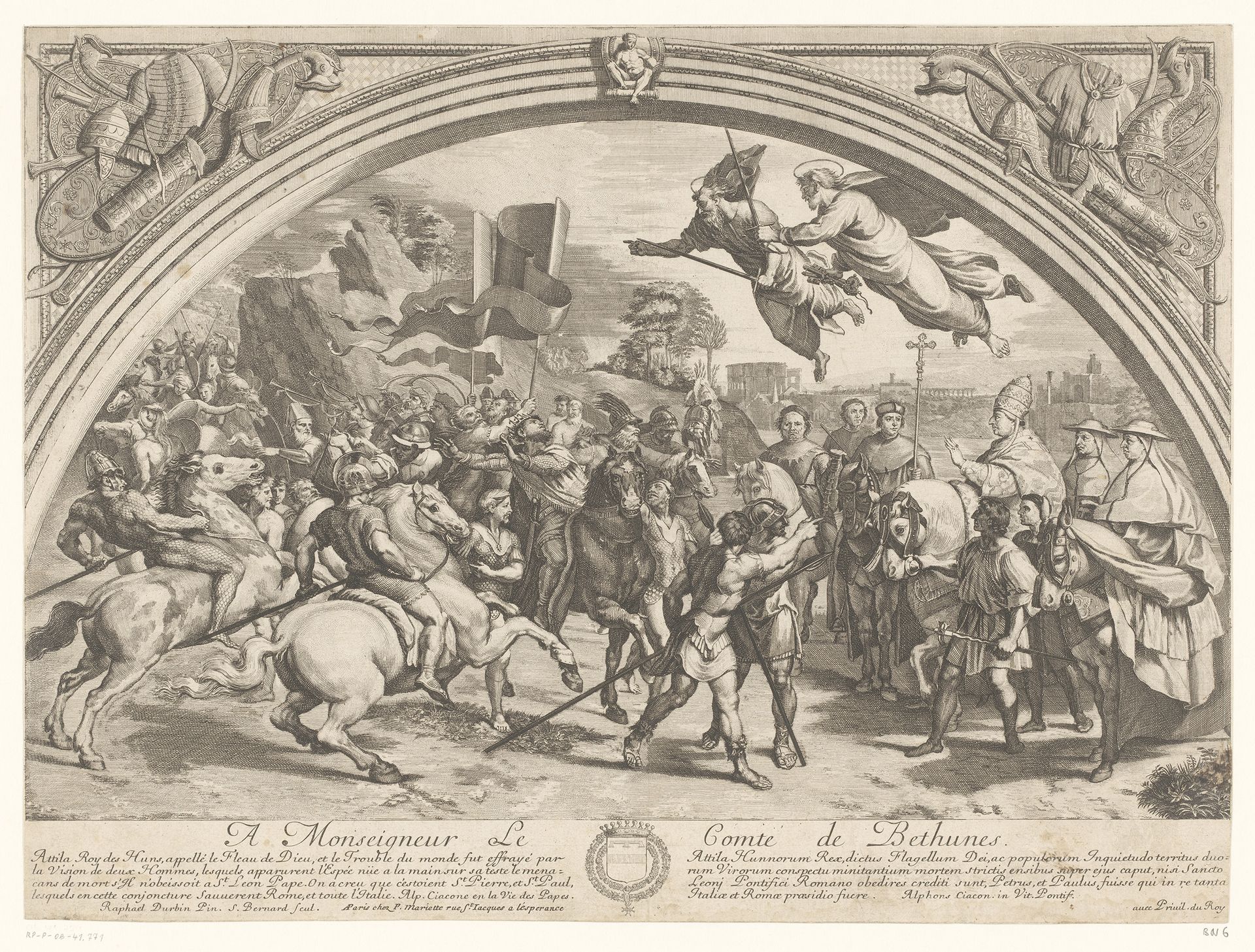 Ontmoeting tussen paus Leo I de Grote en Attila de Hun by Samuel Bernard