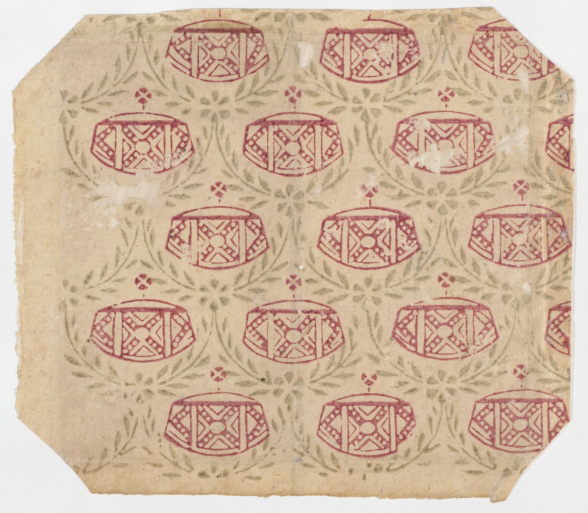 Sheet with overall pattern of vines and geometric designs by Anonymous
