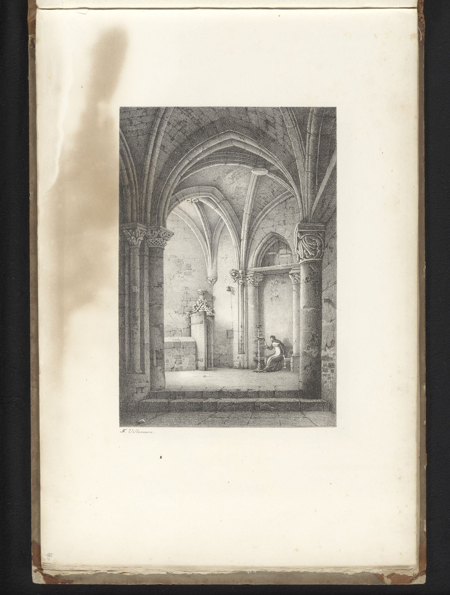 Non met papegaai in een kapel by Louis Jules Frederic Villeneuve