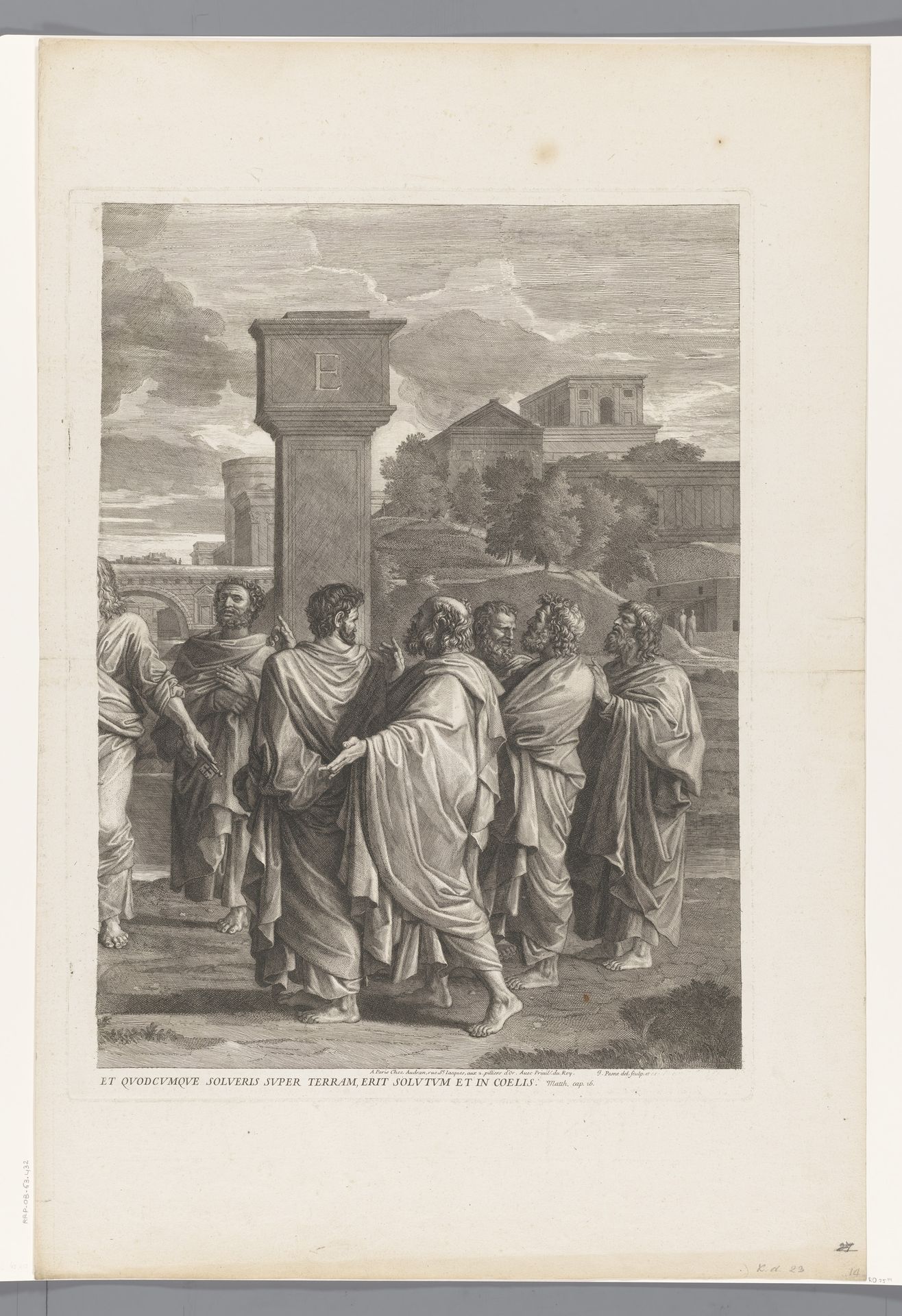 Christus overhandigt de sleutels aan Petrus (rechter deel) by Jean Pesne