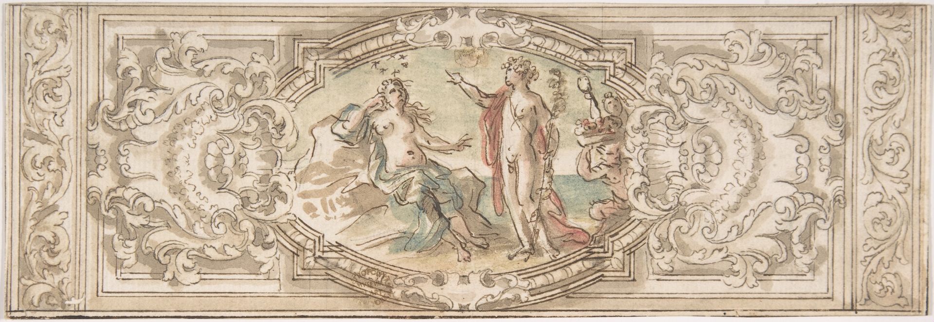 Design for a Panel with a Depiction of Bacchus and Ariadne by Anonymous