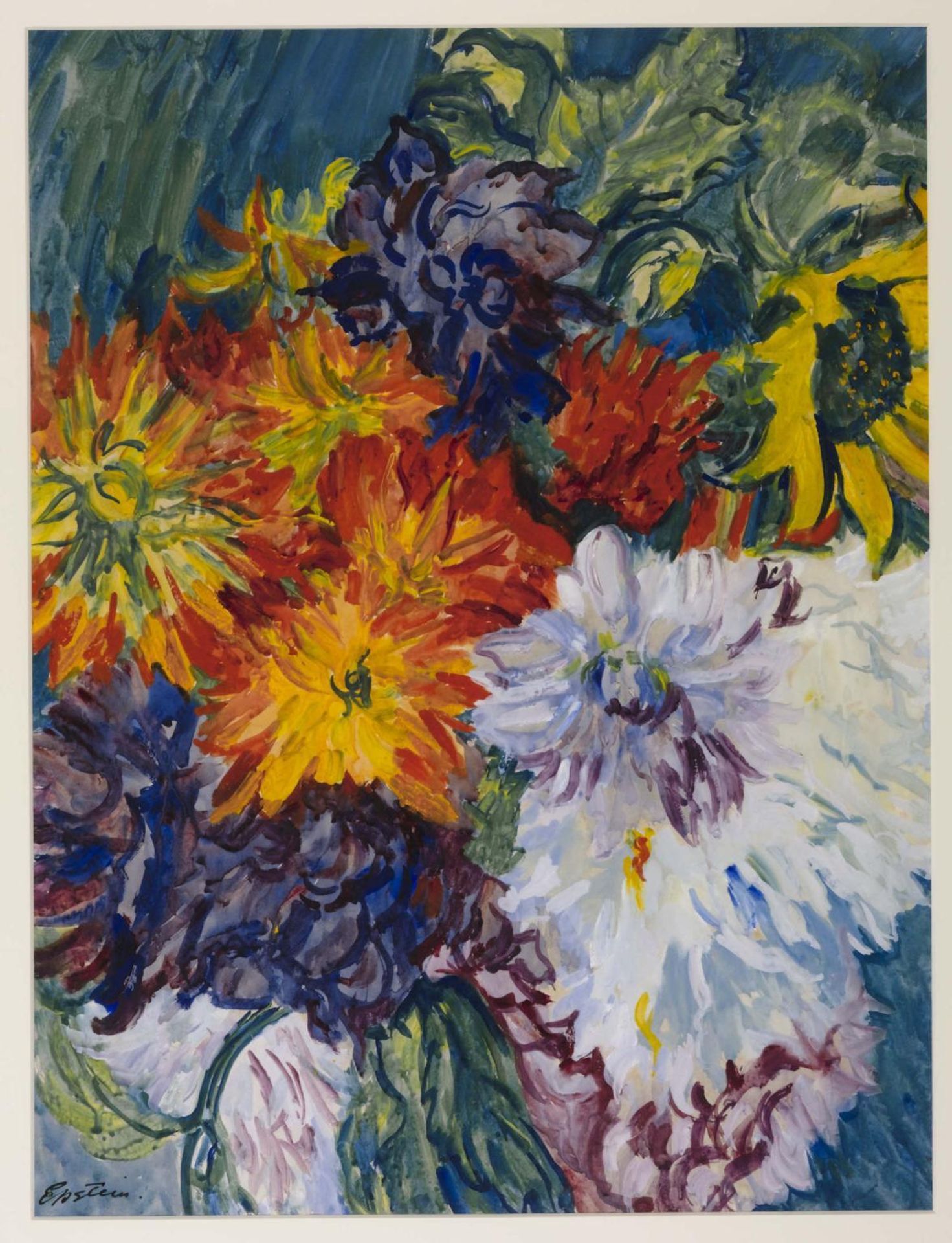 Dahlias and Sunflower by  Sir Jacob Epstein