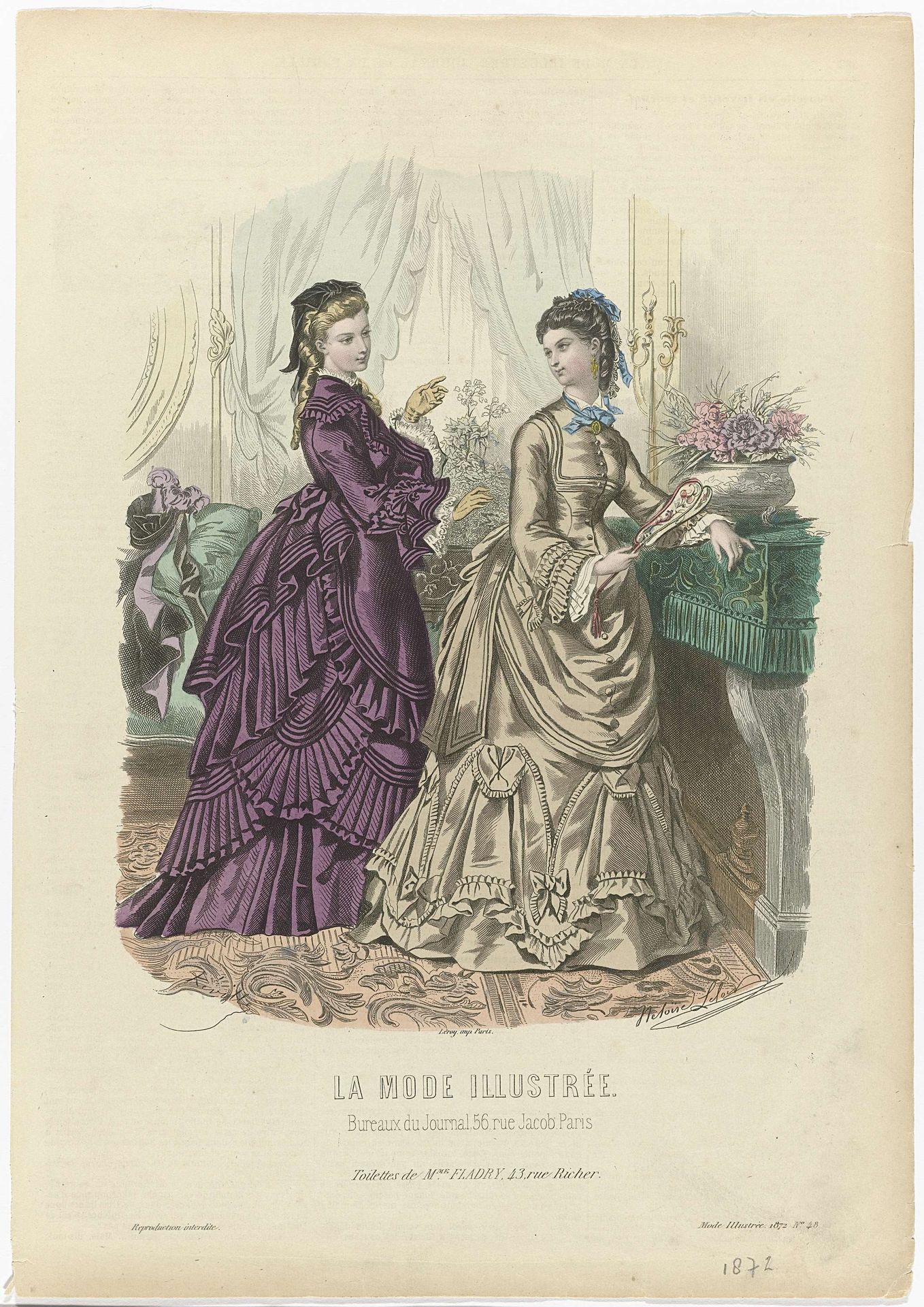 La Mode Illustrée, 1872, No. 48 : Toilettes de Mme Fladry (...) by Jean-Baptiste Réville