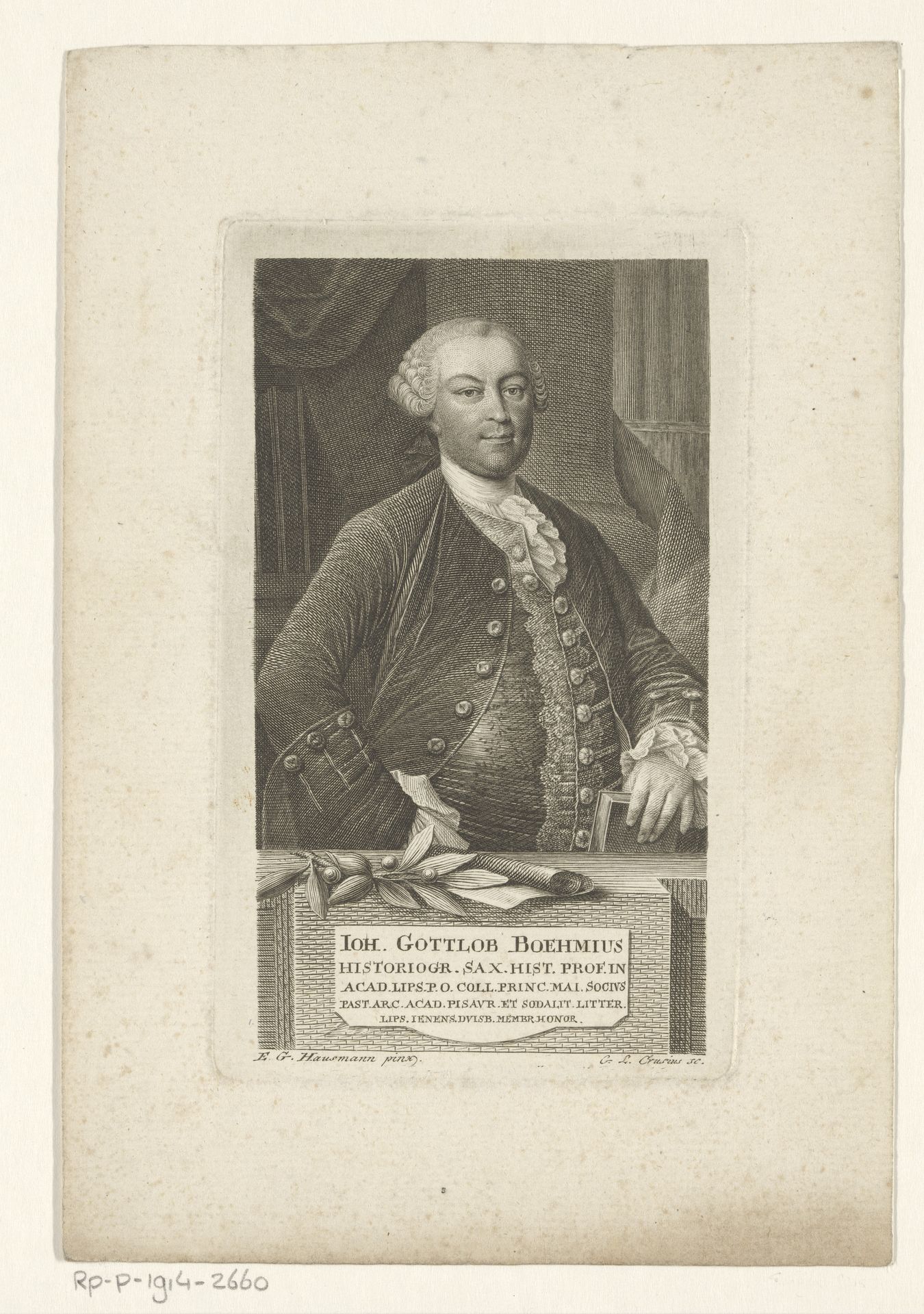 Portret van Johann Gottlob Böhme by Gottlieb Leberecht Crusius
