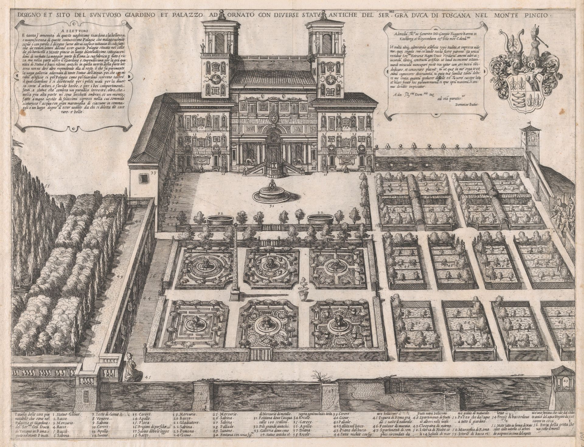 Speculum Romanae Magnificentiae: Monte Pincio Palace and Gardens by Antonio Tempesta