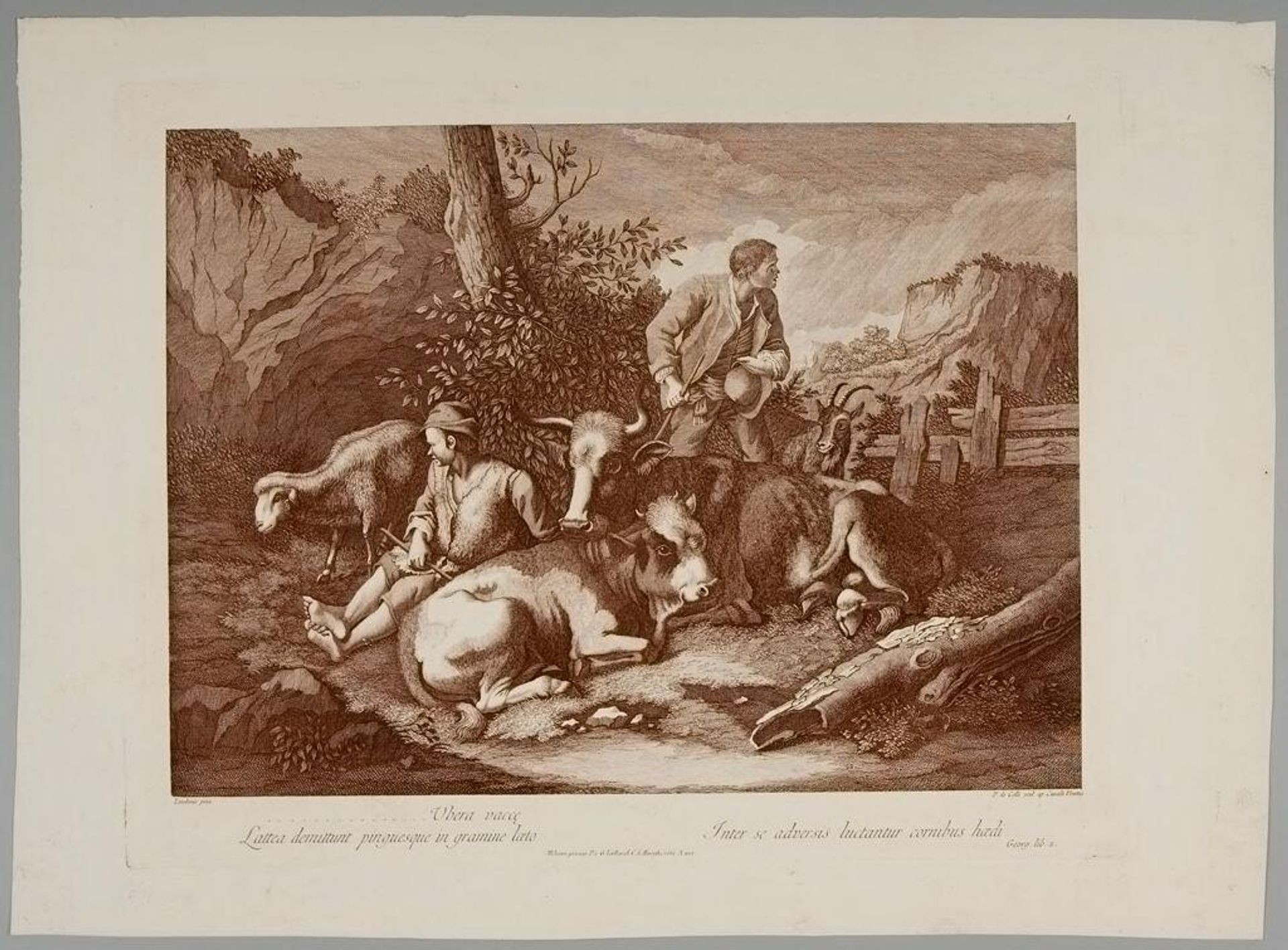 Two Peasants with Cattle by Pellegrino dal Colle