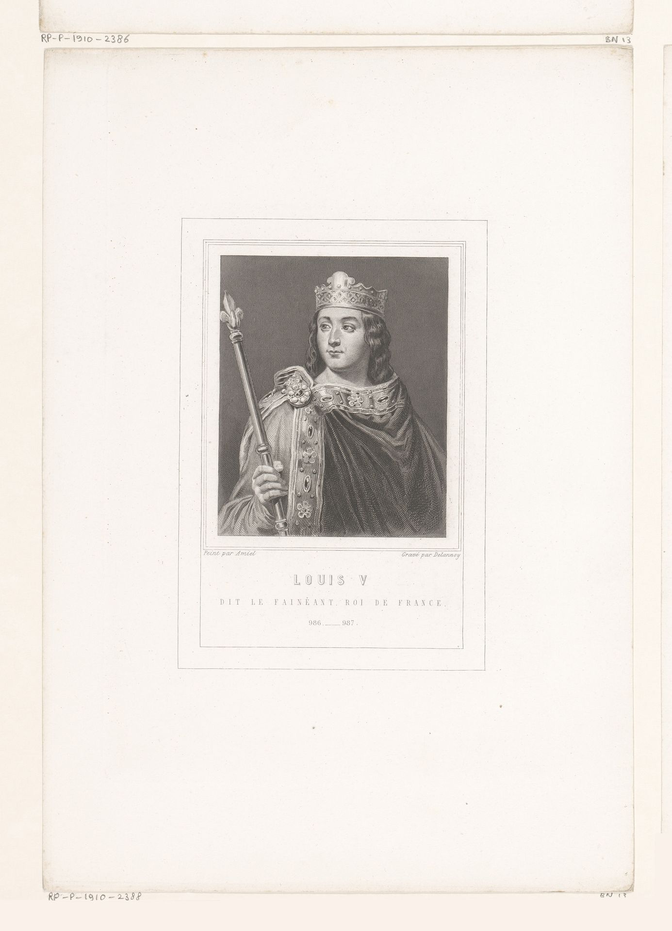 Portret van Lodewijk V, koning van West-Francië by Ferdinand Delannoy