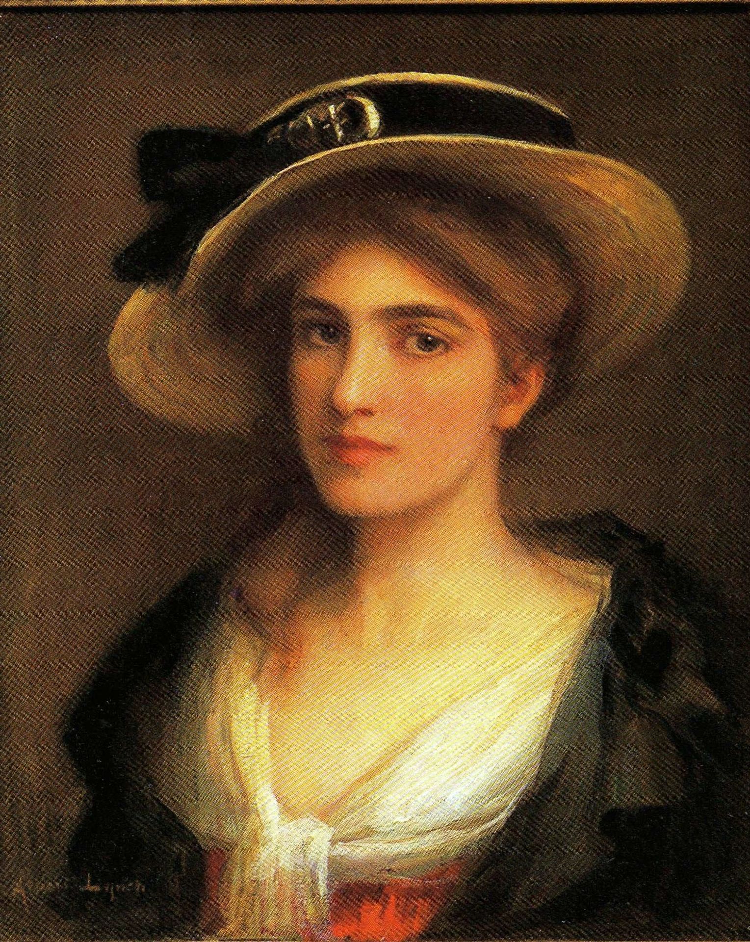 Young Woman in a Hat by Albert Lynch