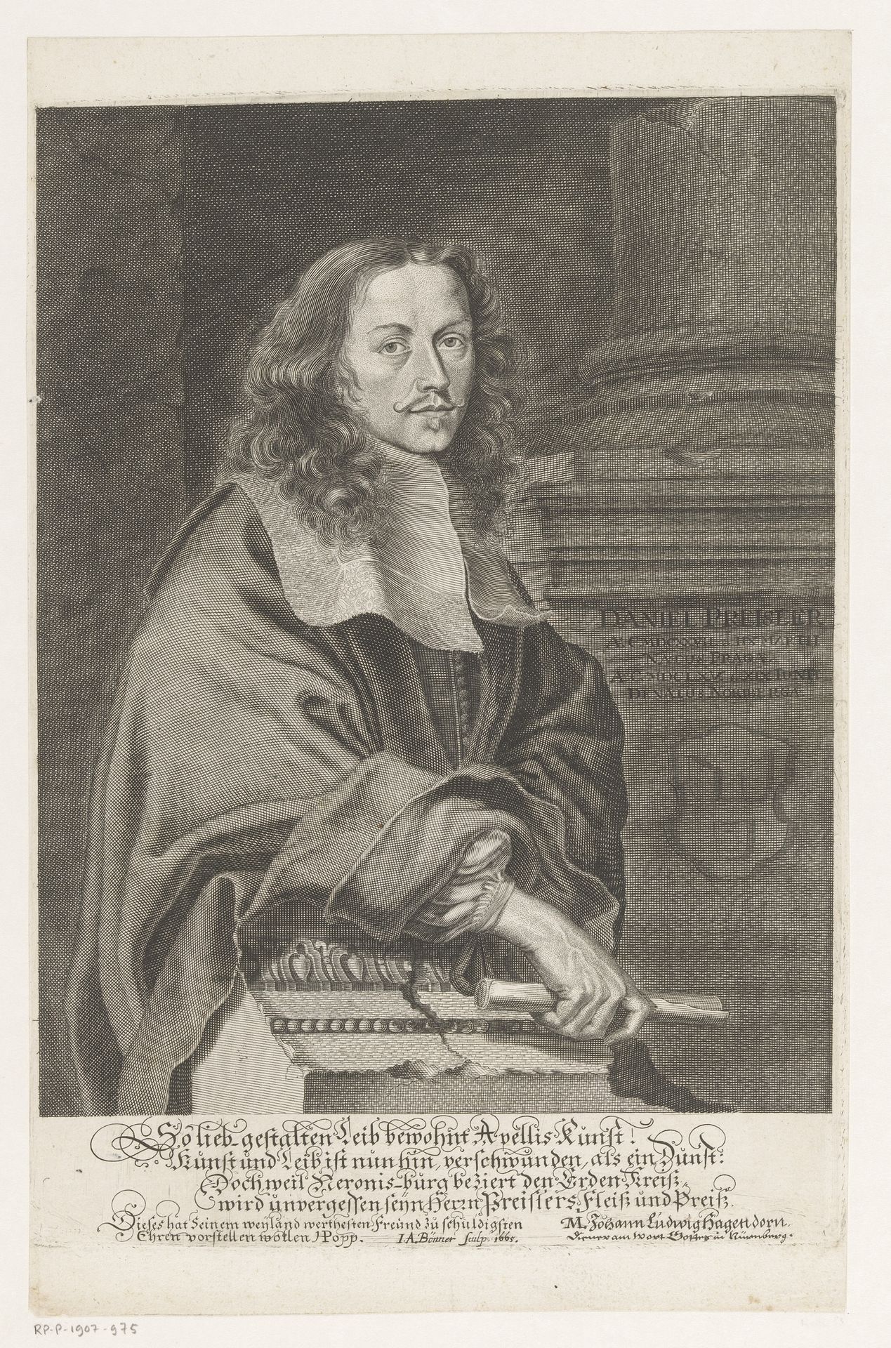 Portret van Daniel Preissler by Johann Alexander Böner
