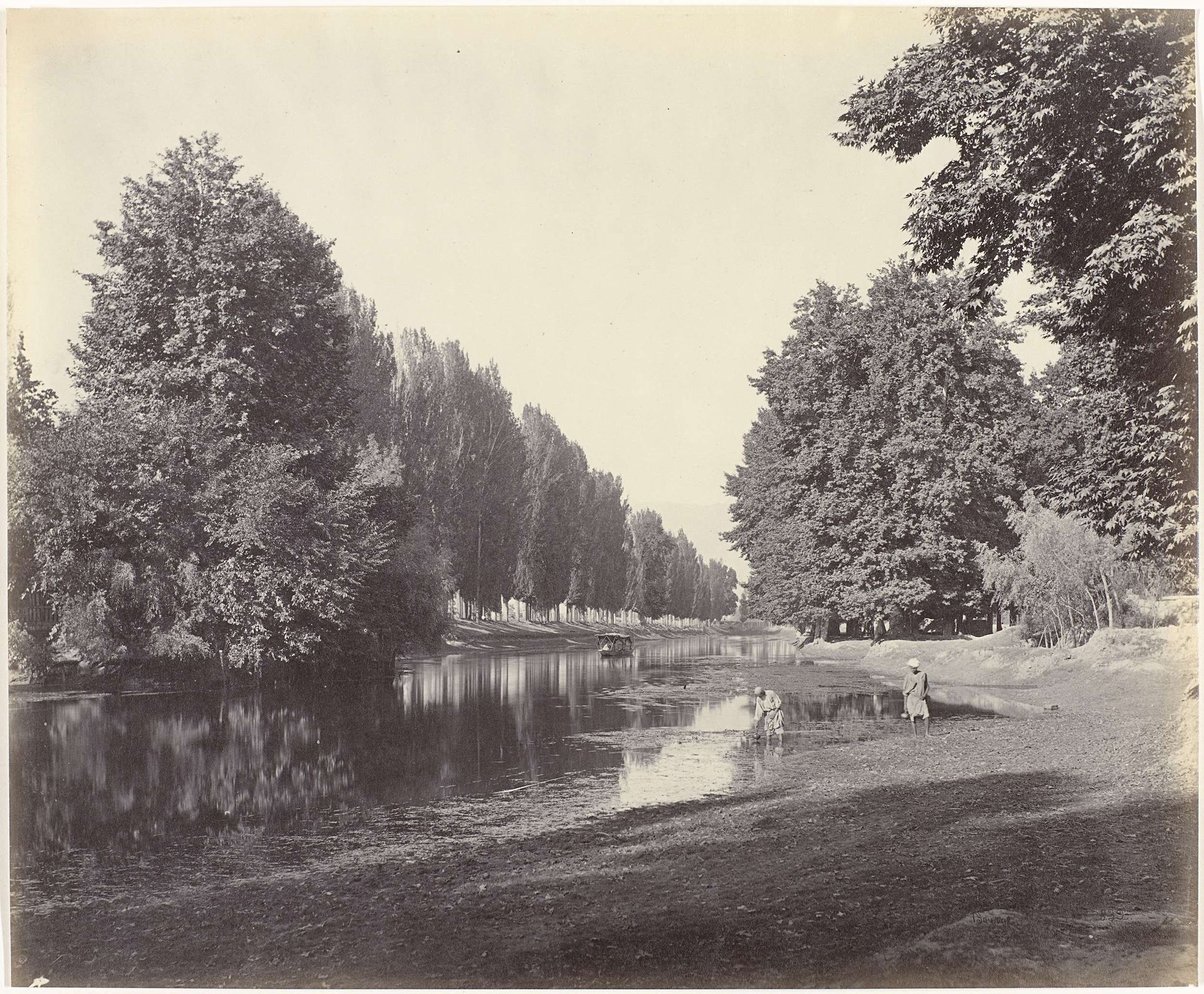 View of the canal of Dal lake, near Chinar Bagh, Srinagar, Kashmir, India by Samuel Bourne