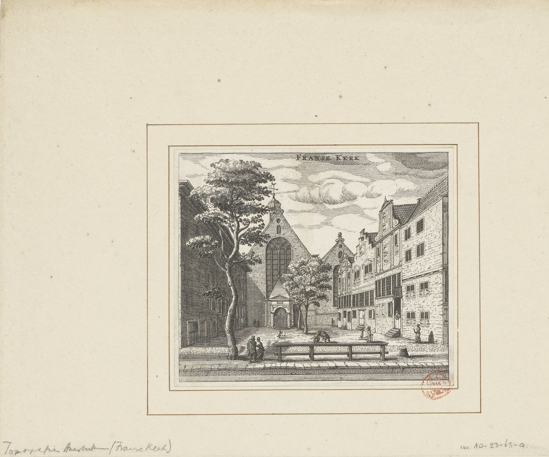 Gezicht op de Waalse Kerk en het Walenpleintje te Amsterdam by Jan Veenhuysen