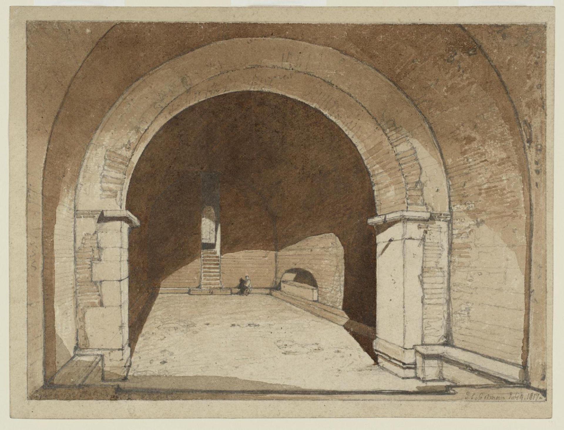 Crypt in the Church of St Gervais, Rouen by John Sell Cotman