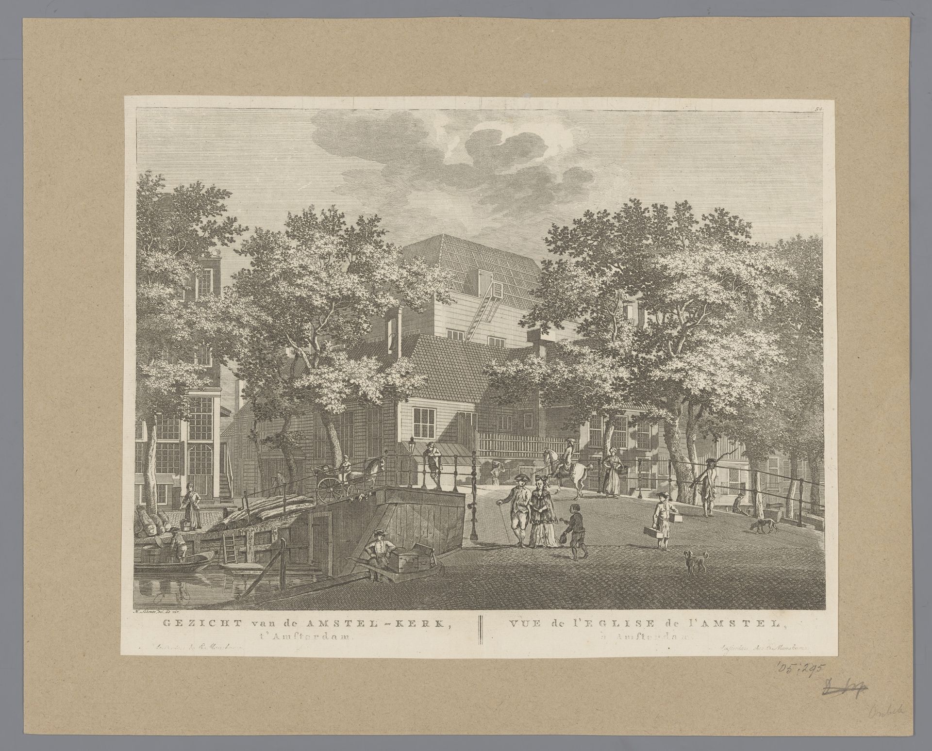 Gezicht op de Amstelkerk te Amsterdam by Hermanus Petrus Schouten