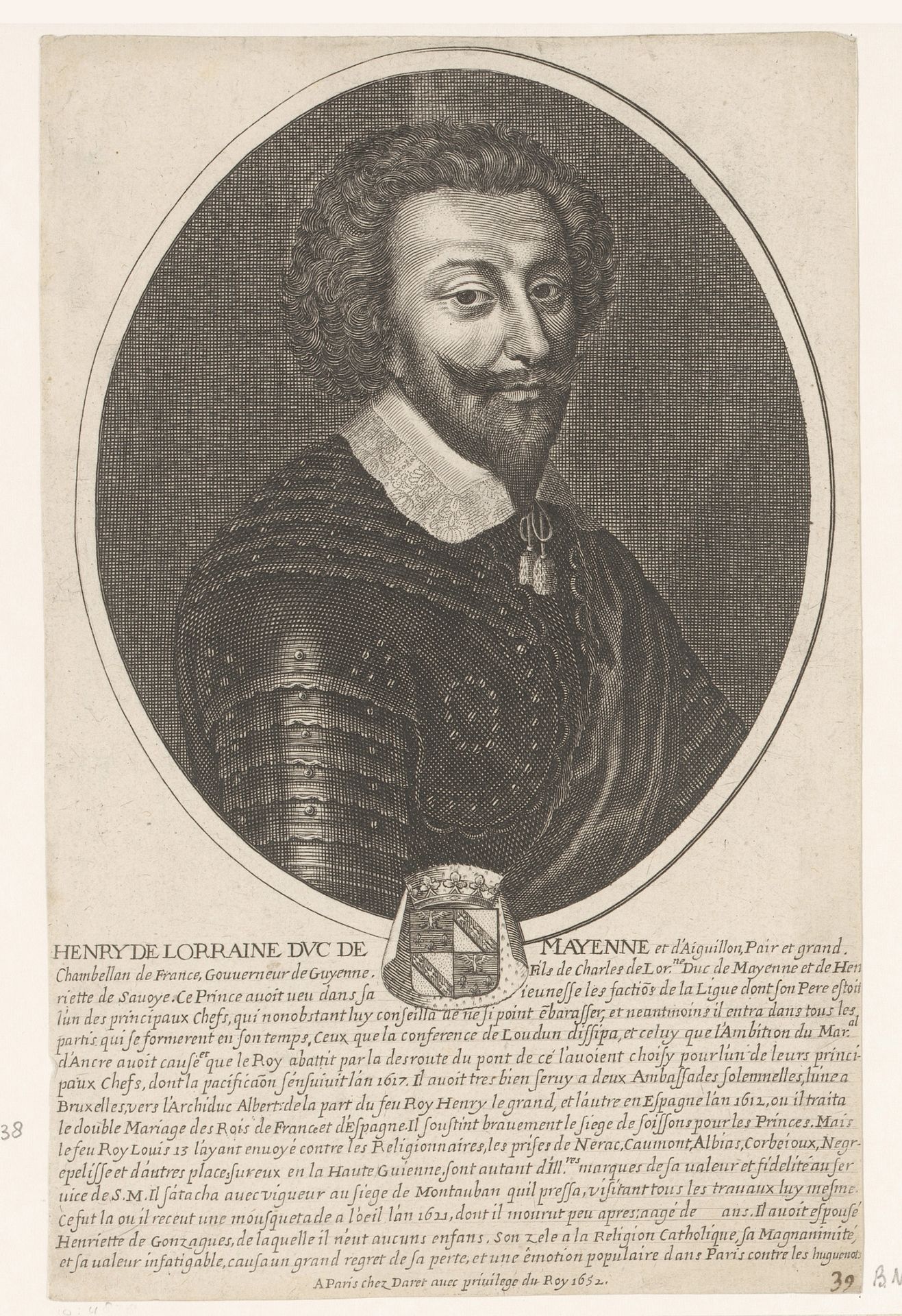 Portret van Henri de Mayenne by Pierre Daret