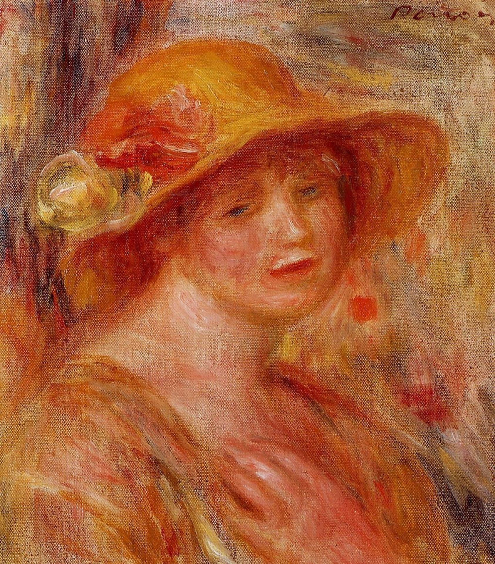 Woman in a Straw Hat by Pierre-Auguste Renoir