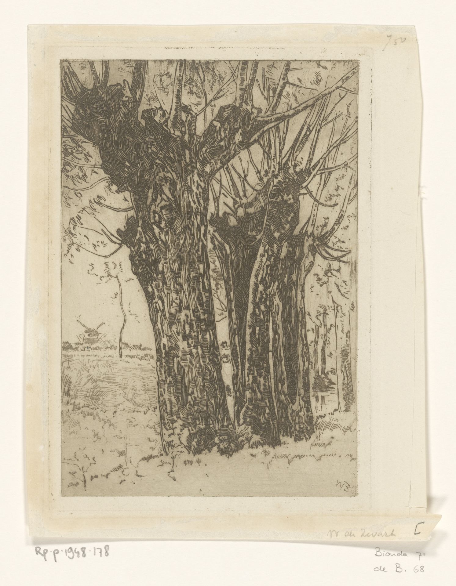 Landschap met wilgen by Willem de Zwart