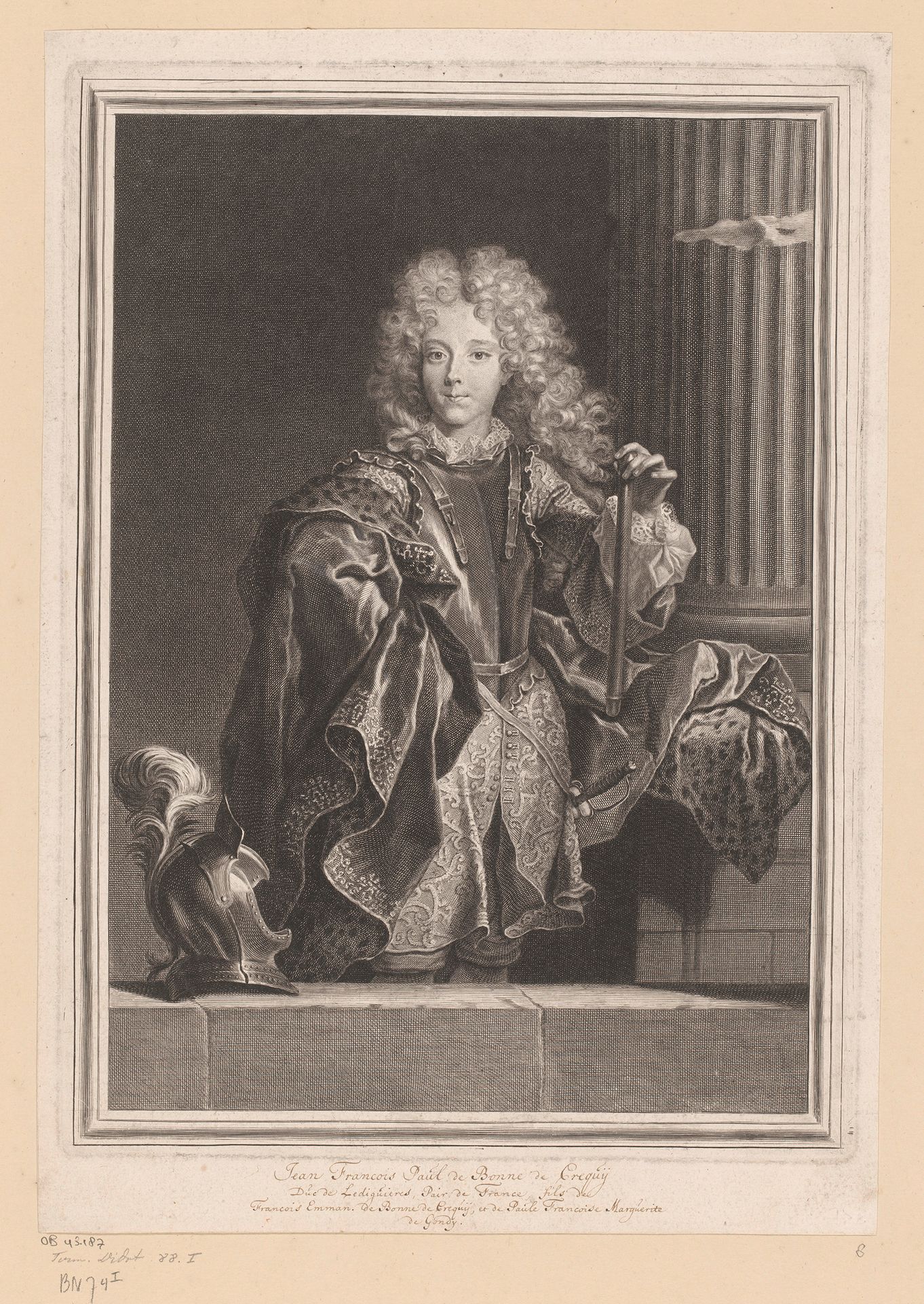 Portret van Jean François Paul de Bonne de Créqui by Pierre Drevet