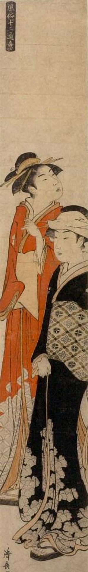Two Women in Street Attire, from the series Twelve Costumes for Women (FÅ«zoku jÅ«nitsue) by Torii Kiyonaga